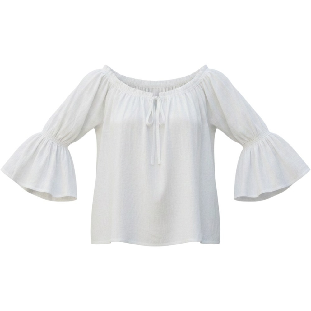 Scarlet Darkness Peasant Blouse Womens XL White Excellent Gothic Bell Sleeve Top